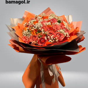دسته گل رز نارنجی